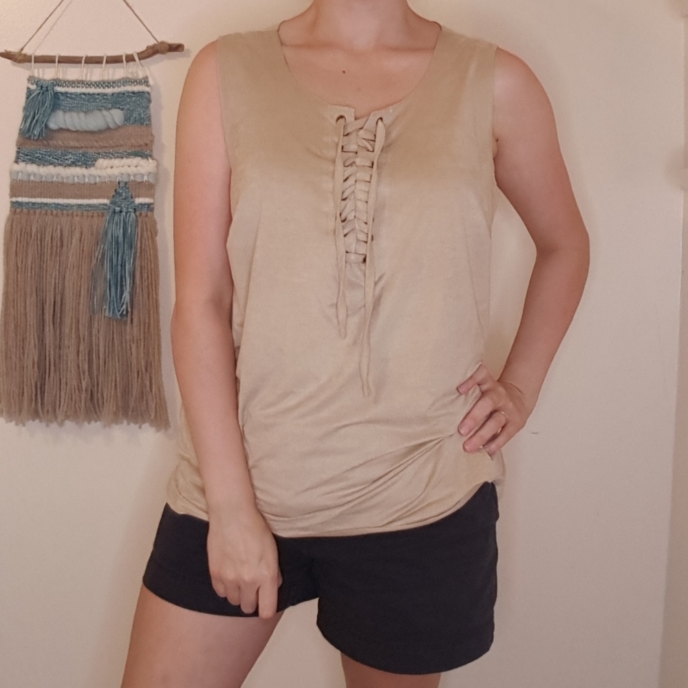 5/$25 Cato lace-up suede tank top